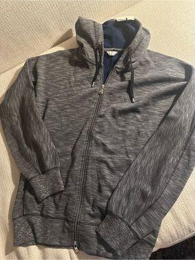 Gant Men's Heather Gray Zip-Up Hoodie with Navy Lining